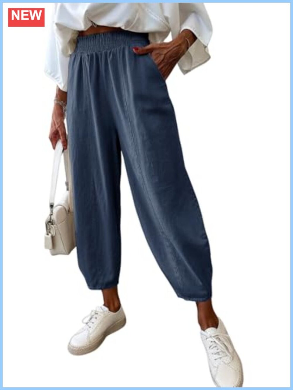 Womens Wide Leg Cotton Harem Lounge Pants Baggy Loose Summer Casual